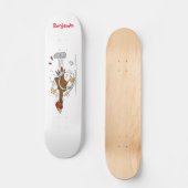 Skateboard Illustration amusante de poulet cool (Recto)