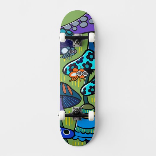 Skateboard Illustration de champignon coloré  (Recto)