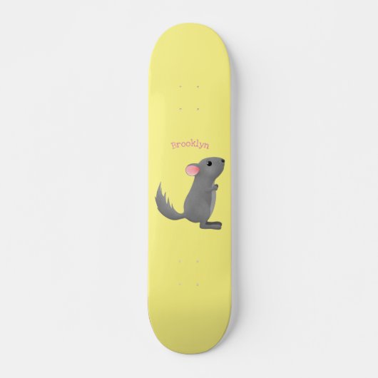 Skateboard Illustration de chinchilla gris mignon (Devant)