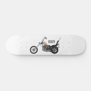 Skateboard Illustration de Chopper Motorcycle 1950