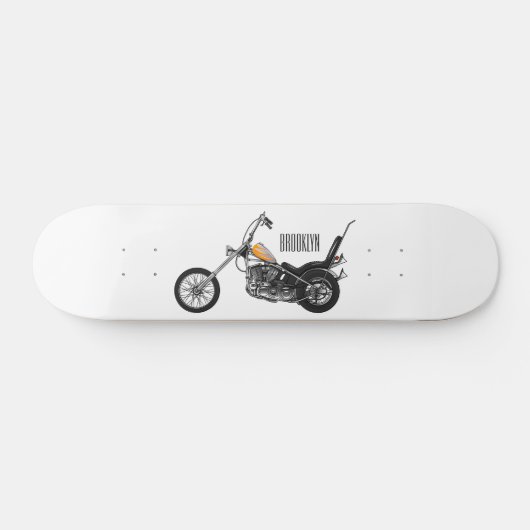 Skateboard Illustration de Chopper Motorcycle 1950 (Horz)