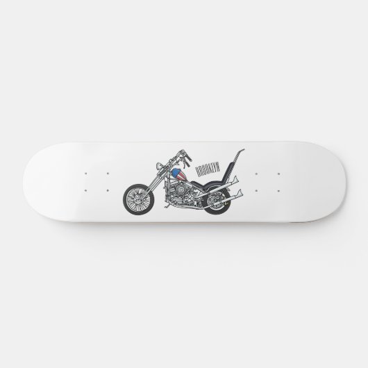 Skateboard Illustration de Chopper Motorcycle 1950 (Horz)
