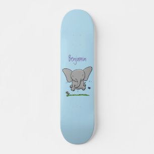 Skateboard Illustration de dessin animé d'un bébé éléphant mi