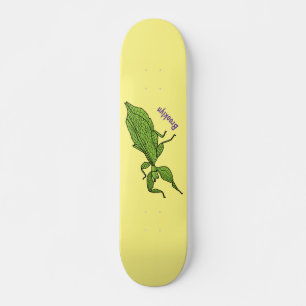 Skateboard Illustration de dessin d'insecte des feuilles vert