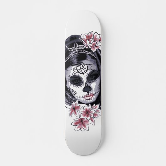 Skateboard Illustration de fleurs de fleurs de crâne de sucre (Devant)