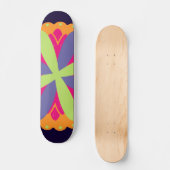 Skateboard Illustration de formes florales orange (Recto)