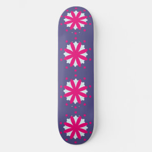 Skateboard Illustration de formes florales violettes et roses