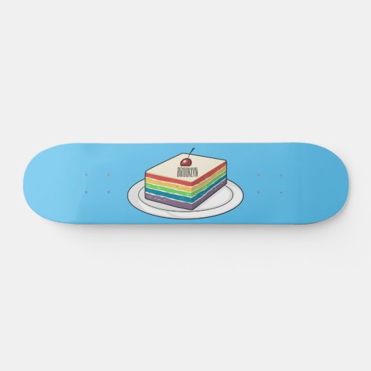 Skateboard Illustration de gâteau arc-en-ciel (Horz)
