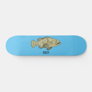 Skateboard Illustration de la caricature du poisson de mérou
