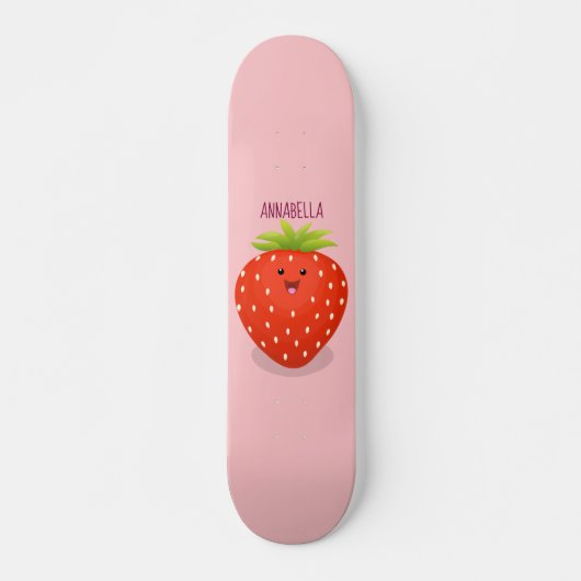 Skateboard Illustration de la fraise Cute kawaii (Devant)
