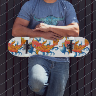 Skateboard Illustration de la nage Koi Fish