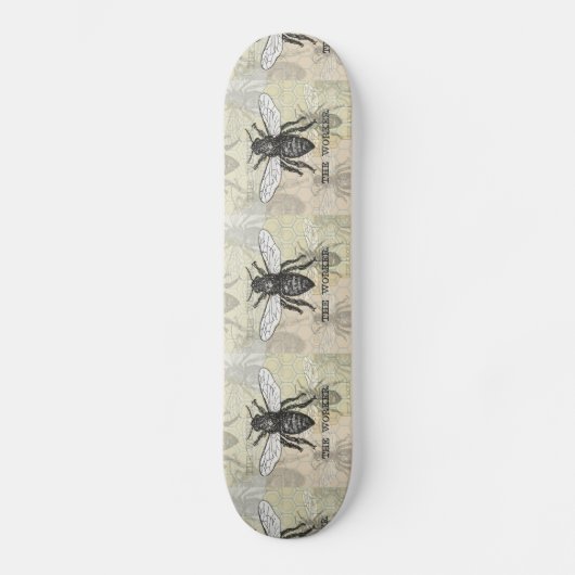 Skateboard Illustration de l'abeille du travailleur vintage (Recto)