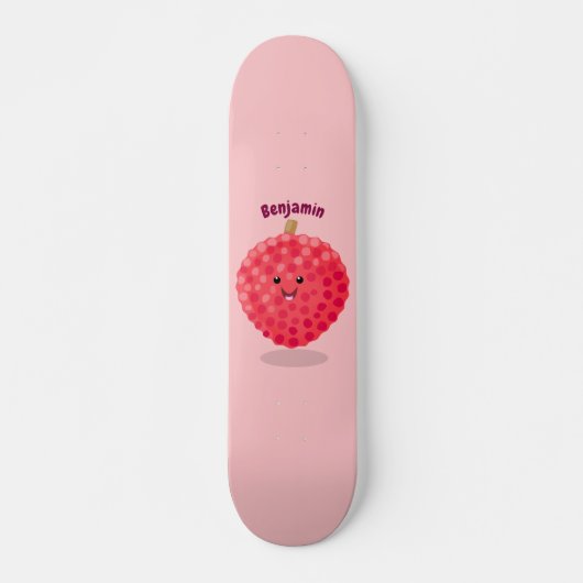 Skateboard Illustration de litchee rose mignon (Devant)
