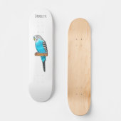 Skateboard Illustration de l'oiseau bleu budgerigar (Recto)