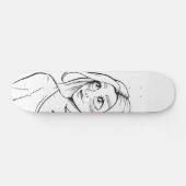 Skateboard Illustration de mignonne Anime Girl Black White (Horz)