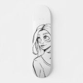 Skateboard Illustration de mignonne Anime Girl Black White (Devant)