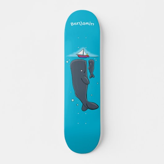 Skateboard Illustration de mignons baleines et voiliers (Devant)