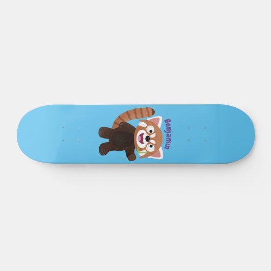 Skateboard Illustration de panda rouge mignon (Horz)