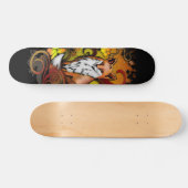 Skateboard Illustration de renard d'automne sur fond noir (Horz)