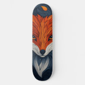 Skateboard Illustration de renard stylisée avec fond floral (Recto)