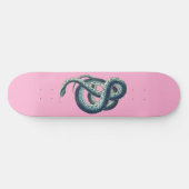 Skateboard Illustration de serpent bleu vintage sur rose (Horz)
