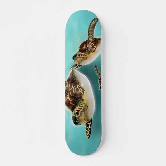 Skateboard Illustration de tortues marines (Devant)