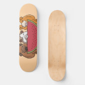 Skateboard Illustration des Cochons de Guinée et de la pastèq (Recto)