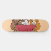 Skateboard Illustration des Cochons de Guinée et de la pastèq (Horz)