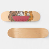 Skateboard Illustration des Cochons de Guinée et de la pastèq (Horz)