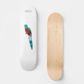Skateboard Illustration d'oiseau de quetzal resplendissant (Recto)