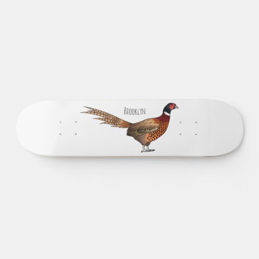 Skateboard Illustration d'oiseau faisan à cou circulaire (Horz)