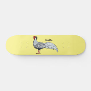 Skateboard Illustration d'oiseau faisan d'argent