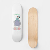 Skateboard Illustration drôle de pigeon curieux (Recto)