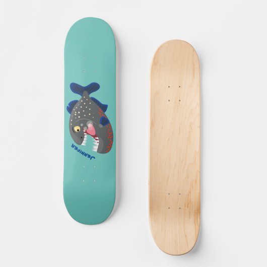 Skateboard Illustration drôle de piranha affamée (Recto)