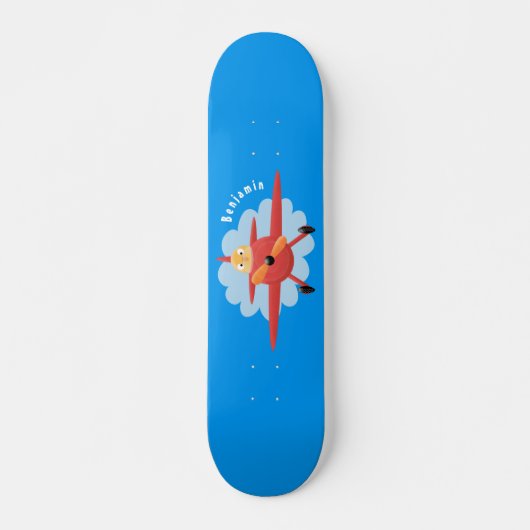 Skateboard Illustration d'un avion rouge volant mignon (Devant)