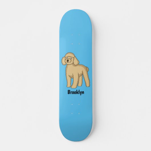 Skateboard Illustration d'un caniche brun joyeux (Devant)