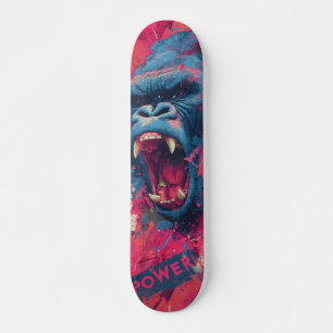 Skateboard Illustration d'un gorille rugissant en couleur vib