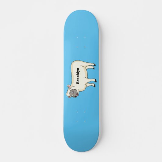 Skateboard Illustration d'un mouton joyeux (Devant)