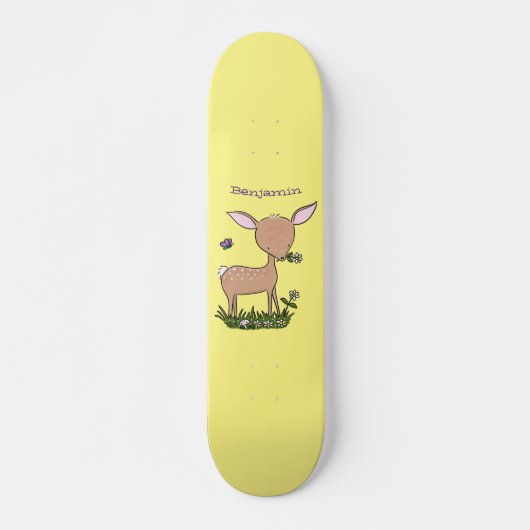 Skateboard Illustration d'une jolie dessin de cerf de bébé he (Devant)