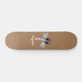 Skateboard Illustration d'une libellule bleu et rose (Horz)
