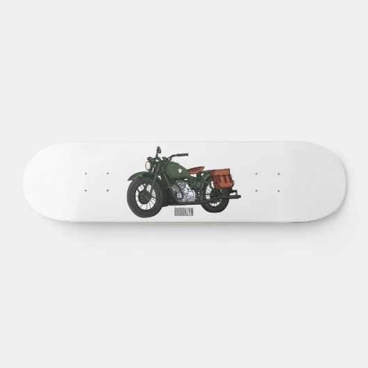 Skateboard Illustration d'une moto de croiseur militaire (Horz)