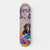 Skateboard Illustration en techniques mixtes d'une femme et d (Devant)