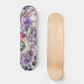 Skateboard Illustration florale de lavande rose de Bohème (Recto)