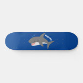 Skateboard Illustration joyeuse du grand requin blanc (Horz)