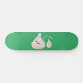 Skateboard Illustration végétale de caricature à l'ail mignon (Horz)