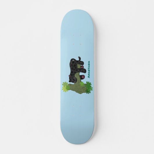 Skateboard Image de dessin animé de chat en panthère noire ja (Devant)