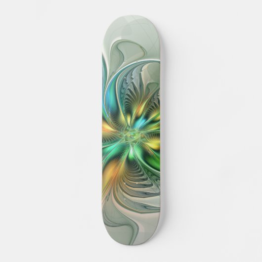 Skateboard Imaginaire coloré Moderne Fleur Abstraite Fractale (Recto)
