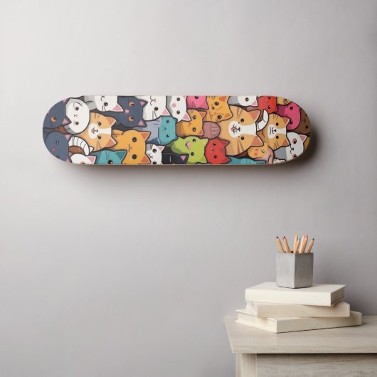 Skateboard Imaginaire Feline : Cute Anime Cats Galore (Art mural (Horz))