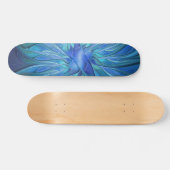 Skateboard Imaginaire Fleur Bleue Motif, Art Fractal Abstrait (Horz)