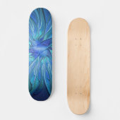 Skateboard Imaginaire Fleur Bleue Motif, Art Fractal Abstrait (Recto)